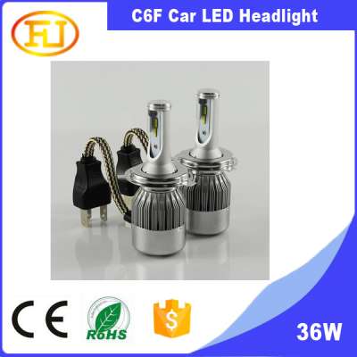 2017 h4 high power led headlight bulbs C6F with CE ROHS E-MARK 36W 3800LM