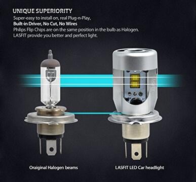 H4 LED Headlight Bulbs H4/HB2/9003, Chips/Driver Built in 40W 5600lm Hi/Lo Beam